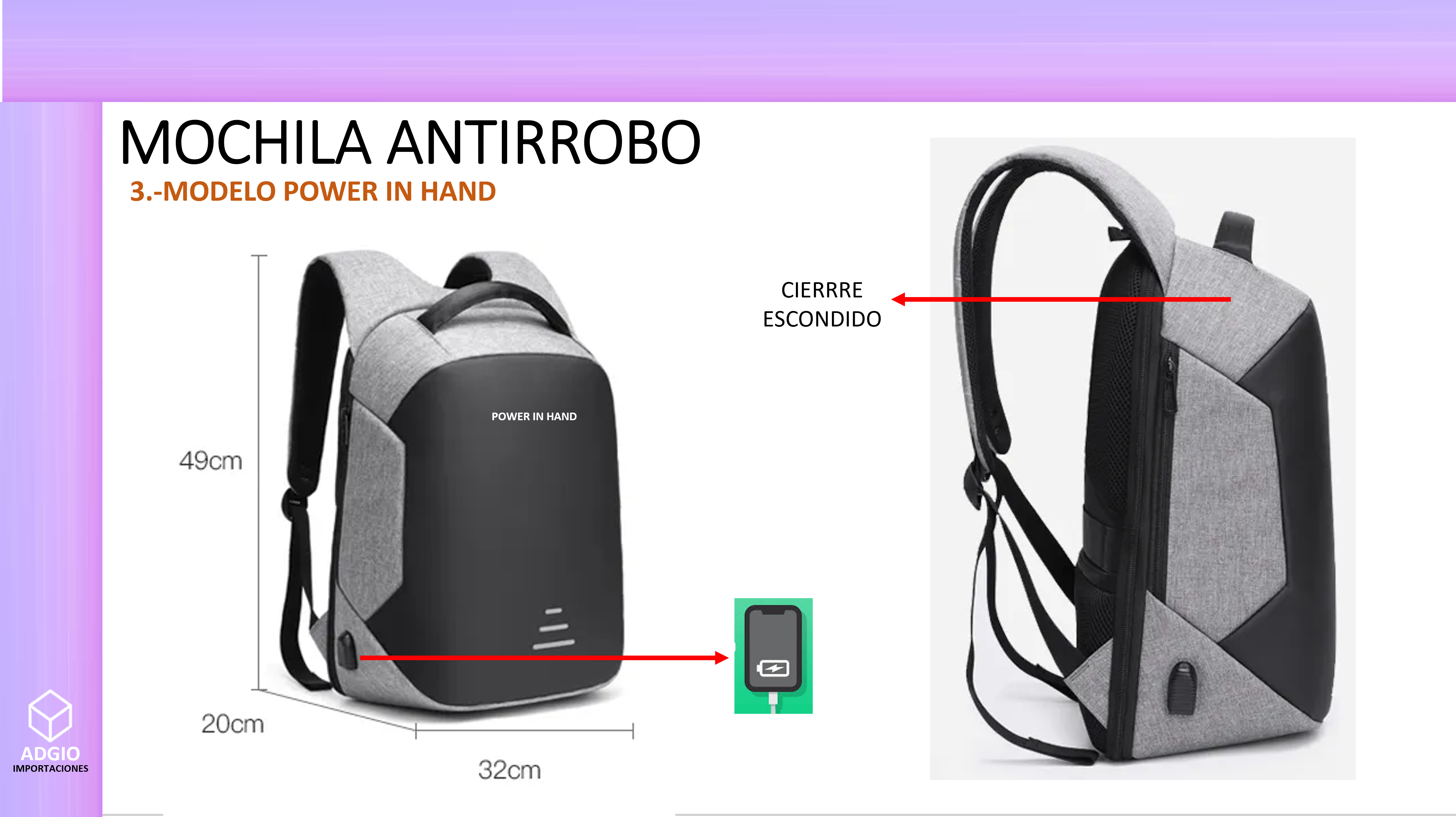 Mochila Antirrobo Impermeable con Clave Morral Laptop Notebook Usb